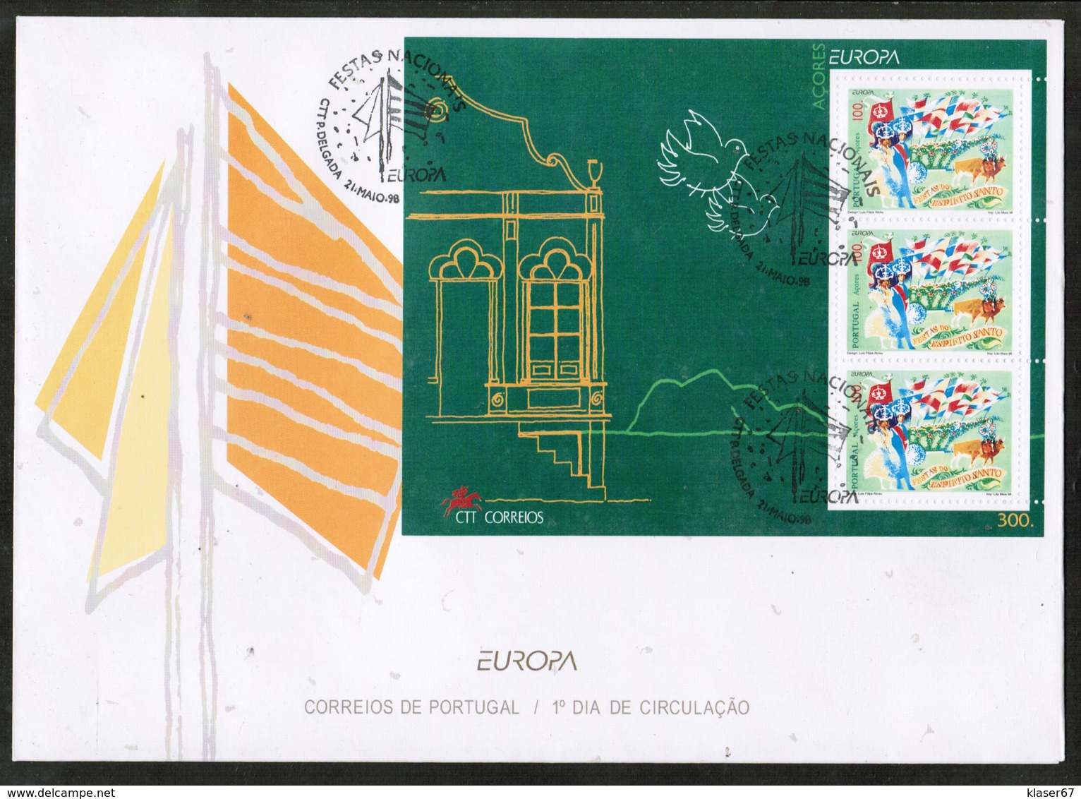 CEPT 1998 AZORES MI BL 18 FDC - 1998