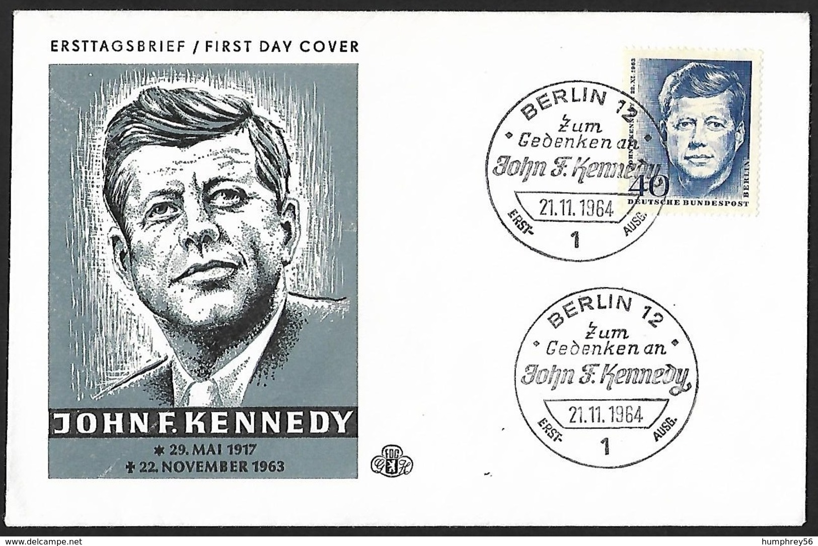 1964 - BERLIN - FDC - Michel 241 [John F. Kennedy] + BERLIN 12 - Autres & Non Classés