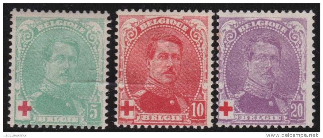 Belgie    .     OBP  .     129/131      .    *      .      Ongebruikt Met Charnier   .   /   .  Neuf  Avec  Charniere - 1914-1915 Croix-Rouge