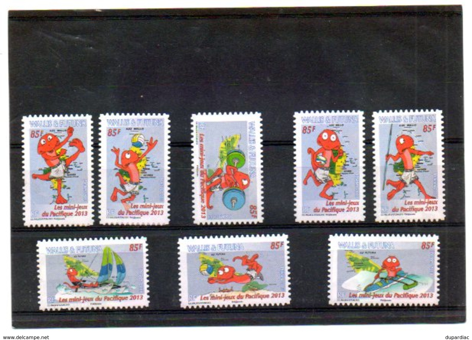 Série De 8 Timbres Adhésifs à 85 F, Neufs, De WALLIS Et FUTUNA, Série Sports, Mini-jeux Du Pacifique 2013. - Collezioni & Lotti