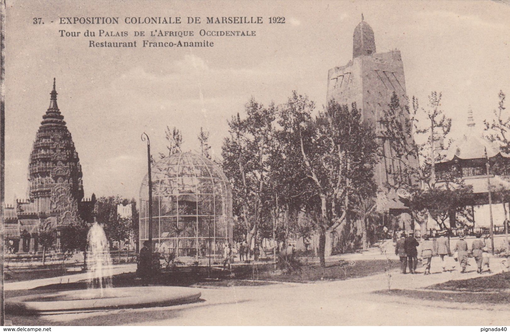 Cp , 13 , MARSEILLE , Exposition Coloniale 1922 , Tour Du Palais De L'Afrique Occidentale , Restaurant Franco-Anamite - Mostre Coloniali 1906 – 1922