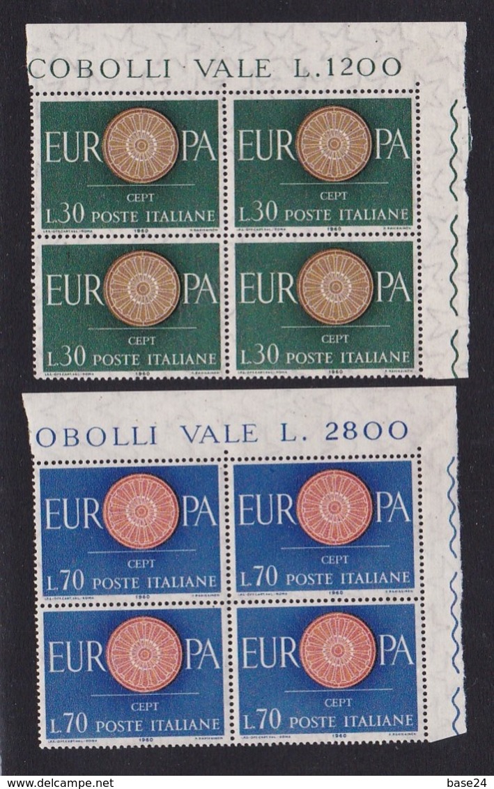 1960 Italia Italy Repubblica EUROPA CEPT EUROPE  4 Serie Di 2 Valori MNH** RUOTA WHEEL Block 4 - 1960