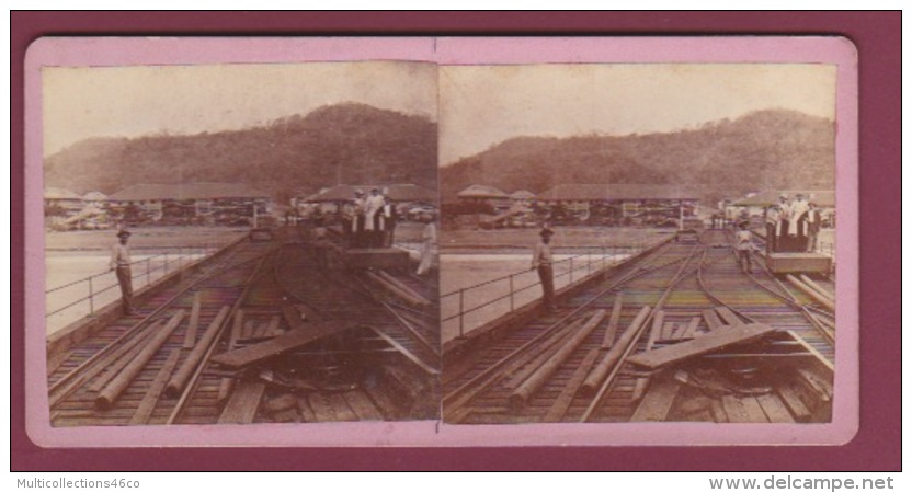 200618 PHOTO STEREO - Janvier 1883 SAN SALVADOR La Libertad El Muelle - Construction Chemin De Fer Rail Tramway - Stereoscopio