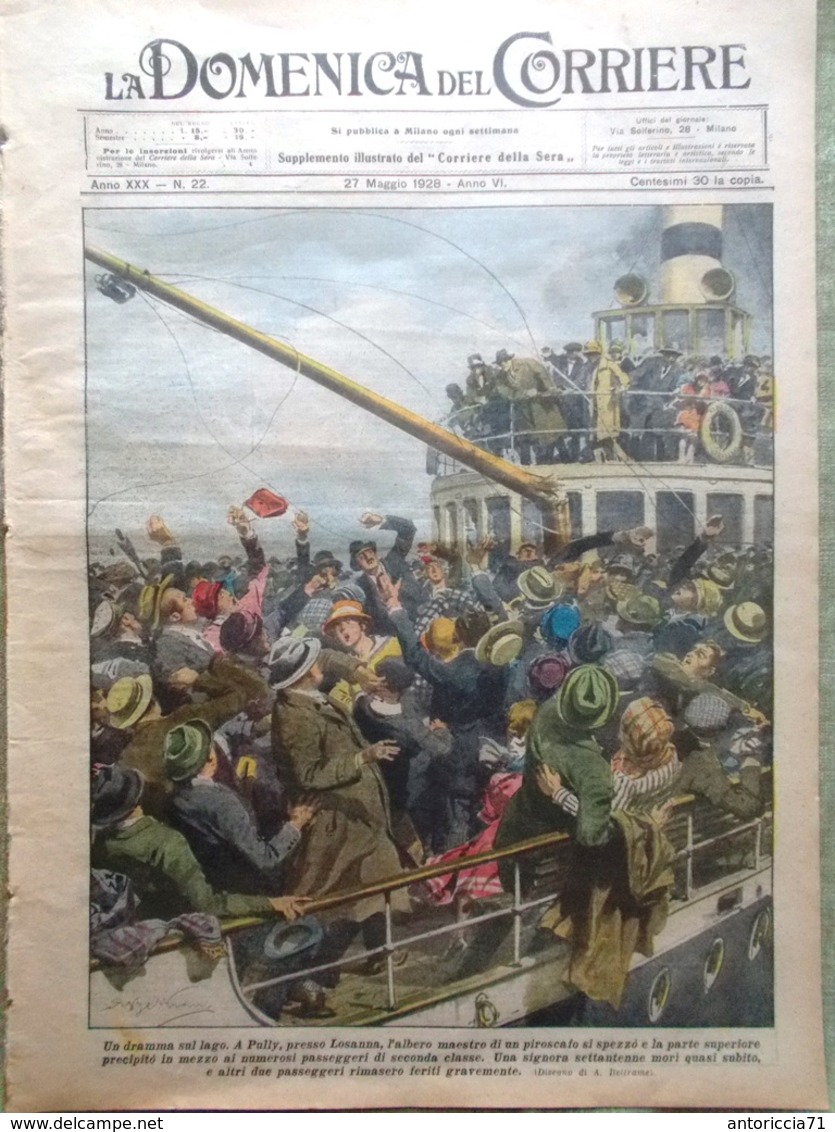 La Domenica Del Corriere 27 Maggio 1928 Streeter Frana Grottammare Mille Bremen - Altri & Non Classificati