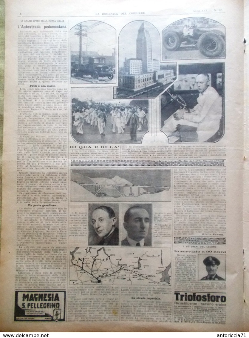 La Domenica Del Corriere 27 Maggio 1928 Streeter Frana Grottammare Mille Bremen - Altri & Non Classificati