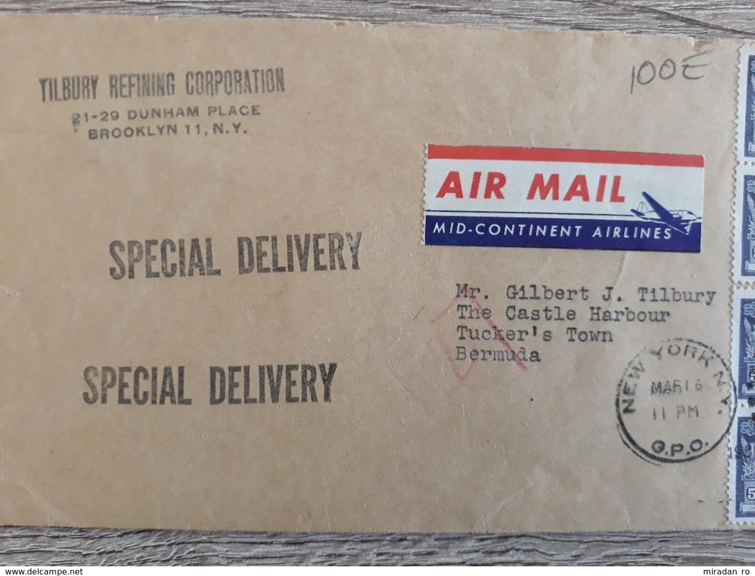 NR 35 - US USA AIRMAIL POSTAL HISTORY COVER US NEW YORK GPO TO BERMUDA 1951 - Covers & Documents