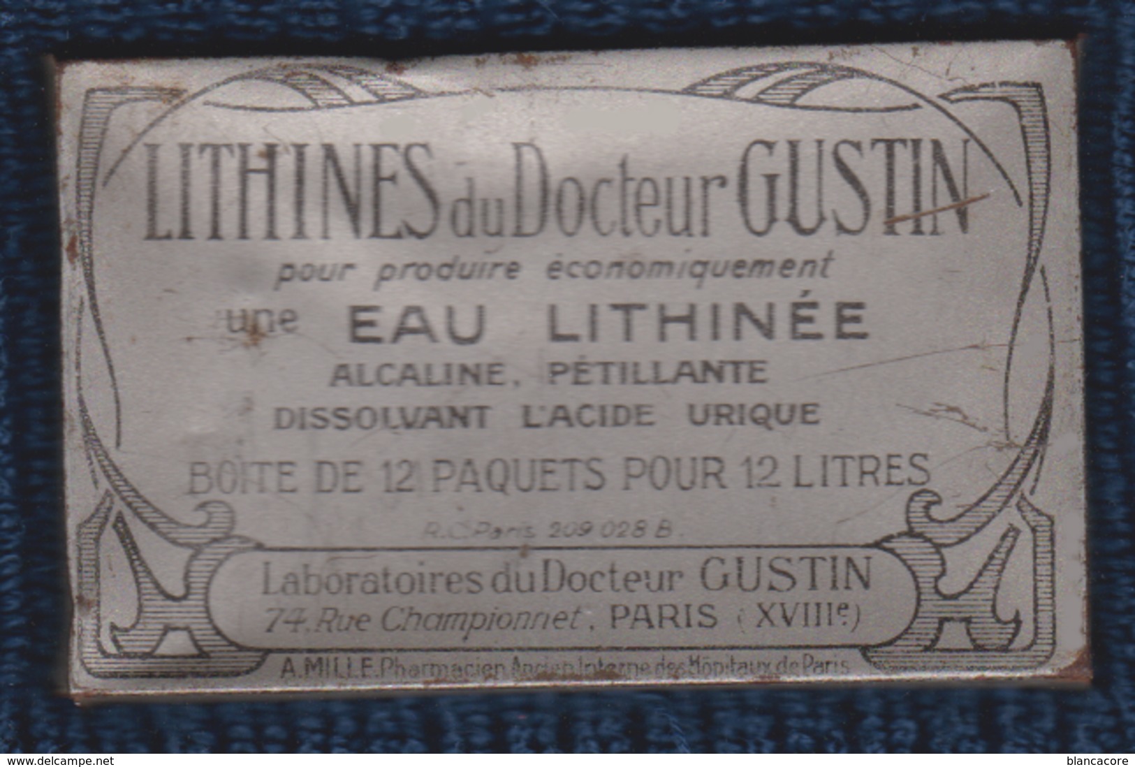 BOITE ANCIENNE EN TOLE LITHINES DU DOCTEUR GUSTIN Paris XVIII Poudre Pour Produire De L' Eau Gazeuse - Boxes