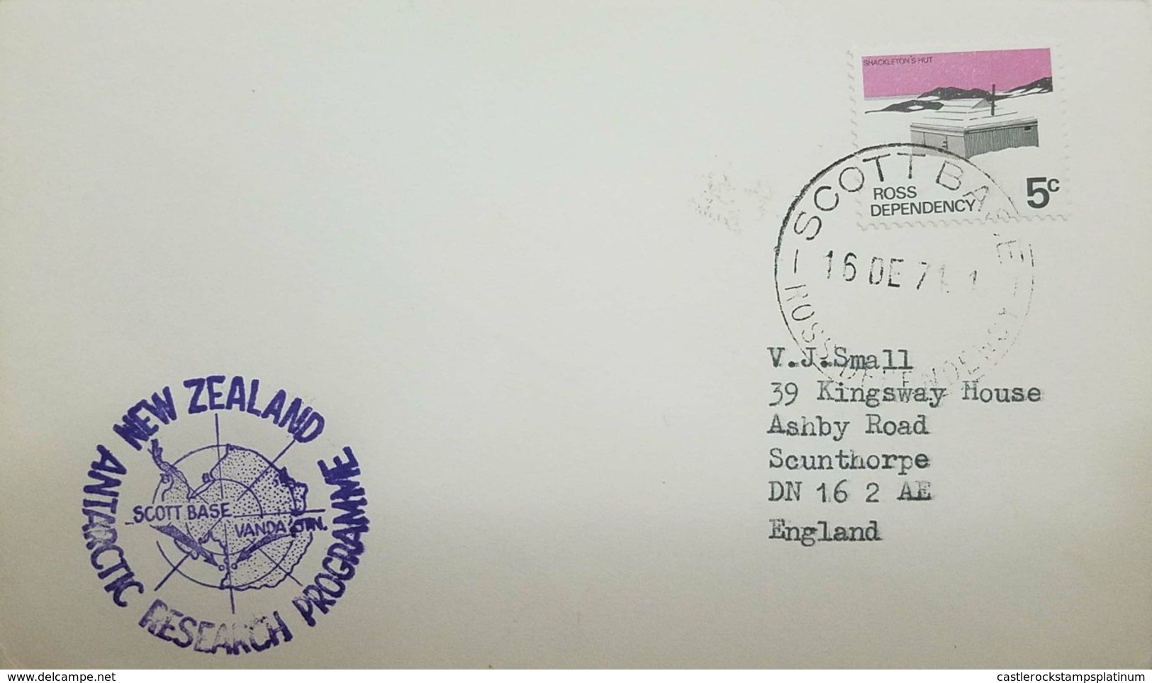 L) 1974 ROSS DEPENDENCY, ANTARCTIC, SHACKLETON'S HUT, 5C, SCOTT BASE, VANDA STATION, ANTARCTIC RESEARCH PROGRAMME, CIRCU - FDC