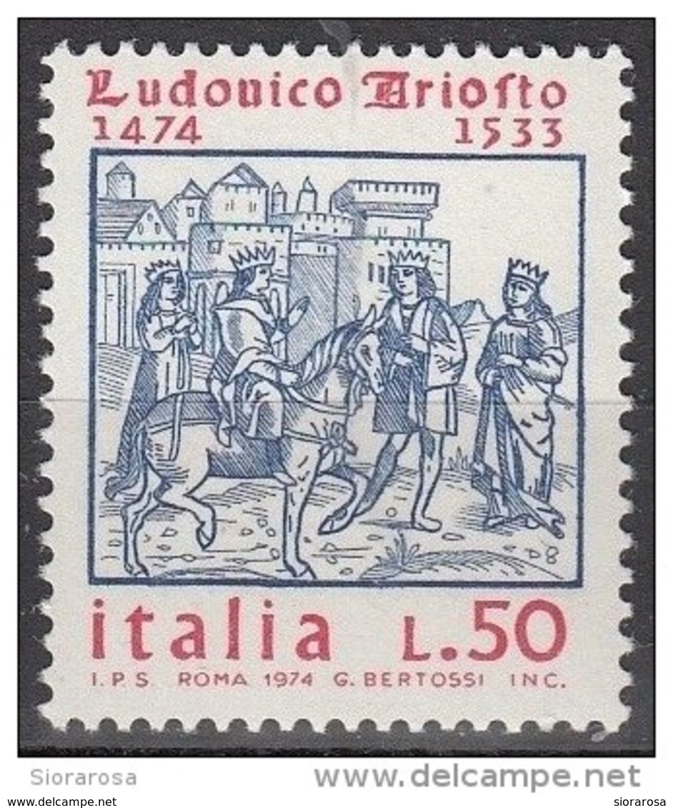 Italia 1974 Blf. 1366 Lodovico Ariosto (1474-1533) - Illustrazioni Orlando Furioso XIV Secolo Nuovo MNH - Ecrivains