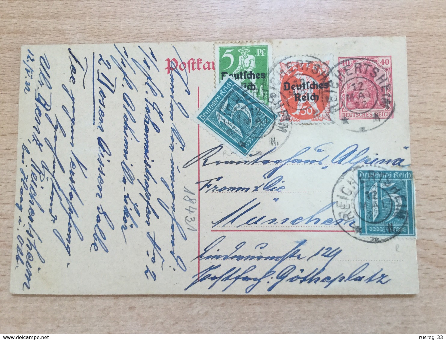 K5 Deutsches Reich Ganzsache Stationery Entier Postal P 121A Von Reichertsheim Nach München - Sonstige & Ohne Zuordnung