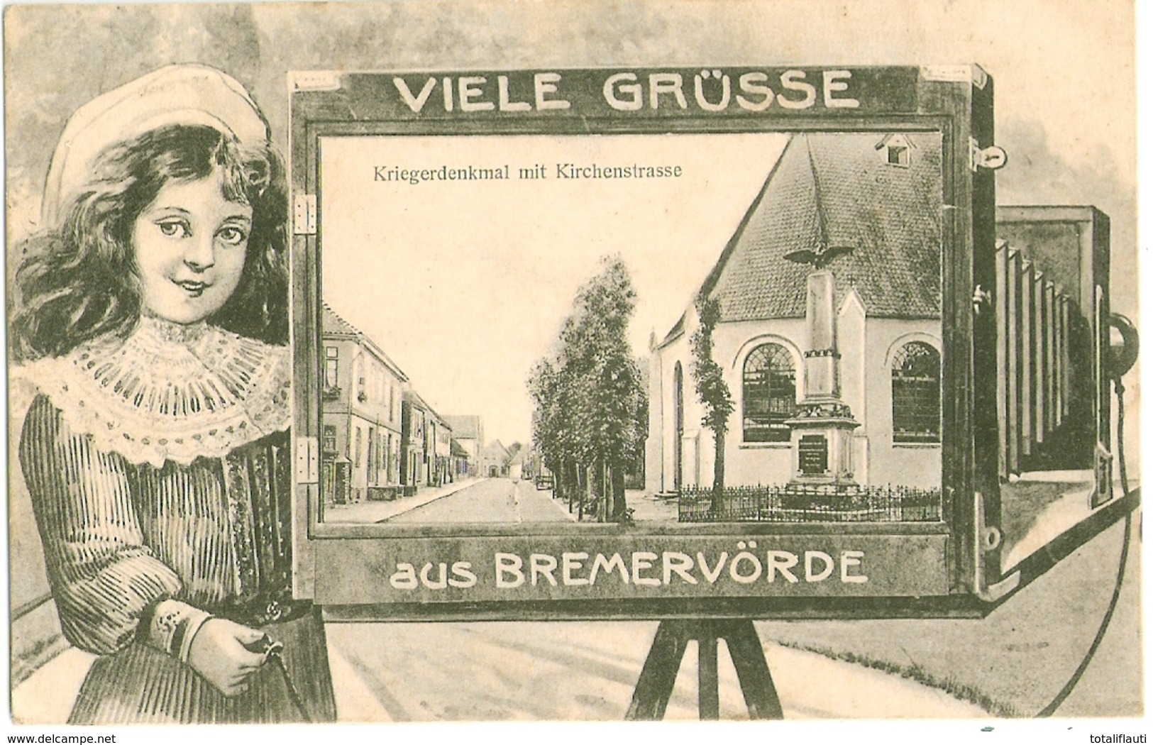 Viele Grüsse Aus BREMERVÖRDE Fotoapparat Plattenkamera Kriegerdenkmal 13.6.1908 Gelaufen - Bremervoerde