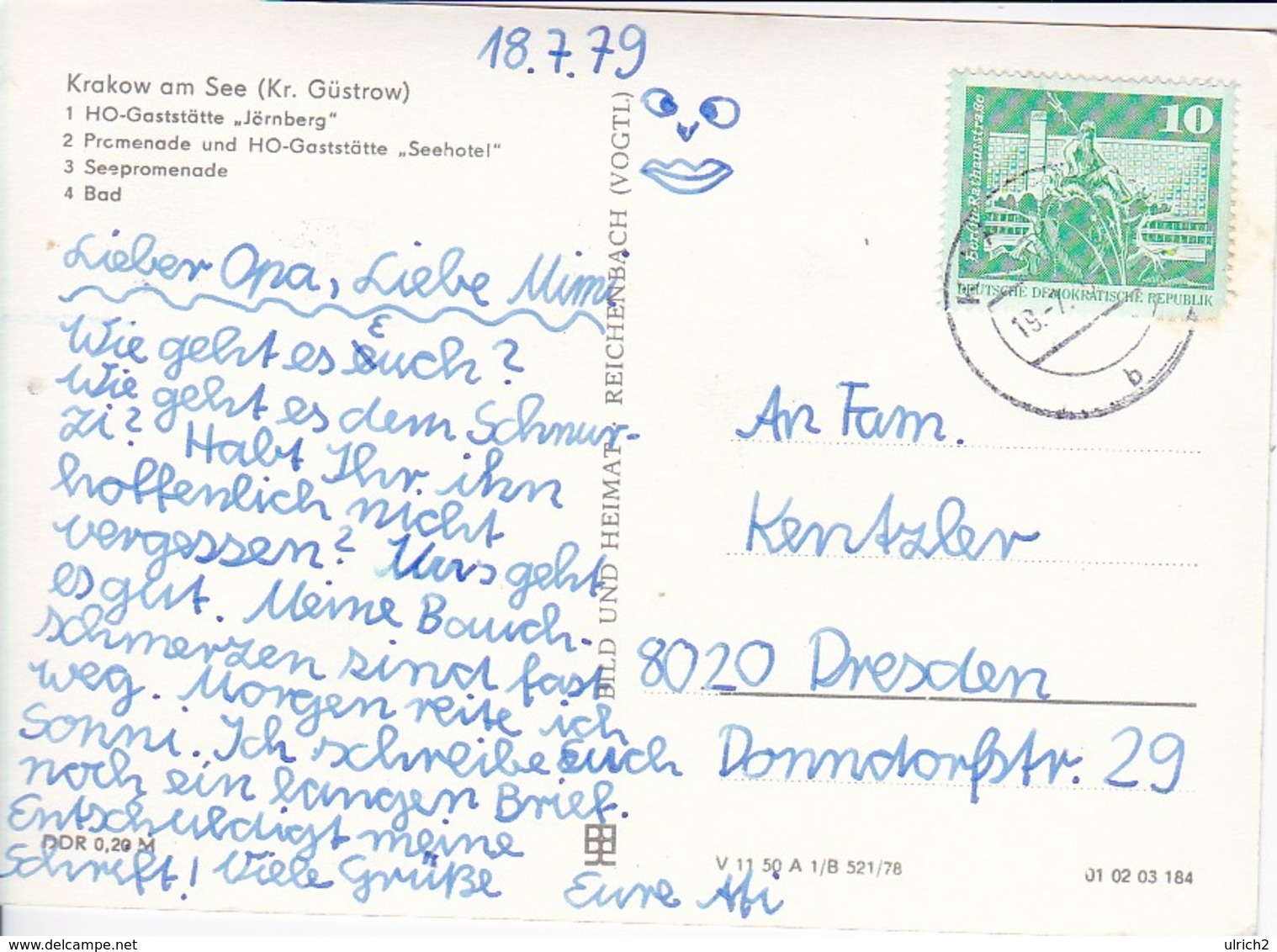 AK Kurort Krakow Am See - Mehrbildkarte - HO-Gaststätte Jörnberg , Seehotel, Seepromenade, Bad - 1979  (35367) - Krakau
