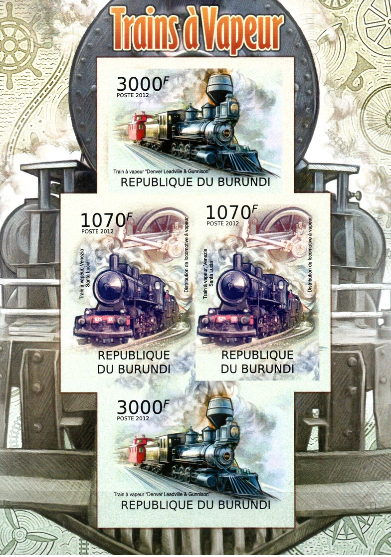 Burundi Block 2012 Dampflokomotiven Ungezähnt  **/MNH - Treni