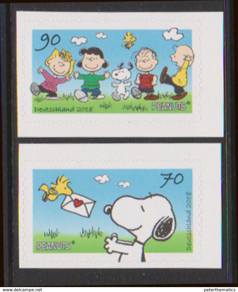 GERMANY, 2018, MNH, SNOOPY, PEANUTS, 2v, SELF-ADHESIVE, Ex. BOOKLET - Other & Unclassified