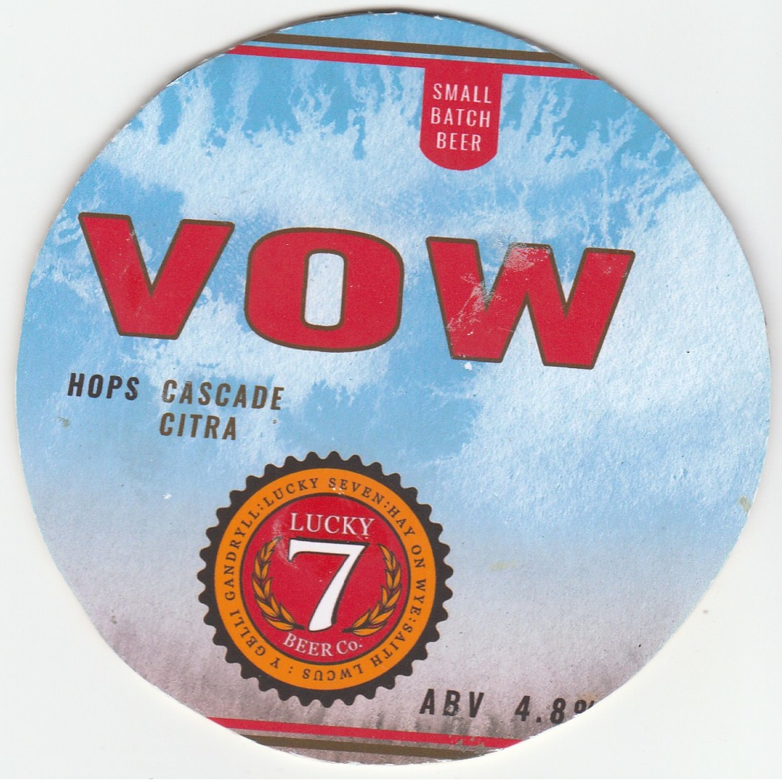 LUCKY 7 BEER CO (HAY-ON-WYE, WALES) - VOW - KEG CLIP FRONT (SEE DESCRIPTION) - Signs