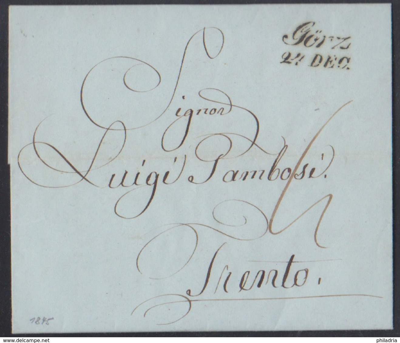 Görz (Gorica) In Black, Complete Letter 1845 - ...-1850 Préphilatélie