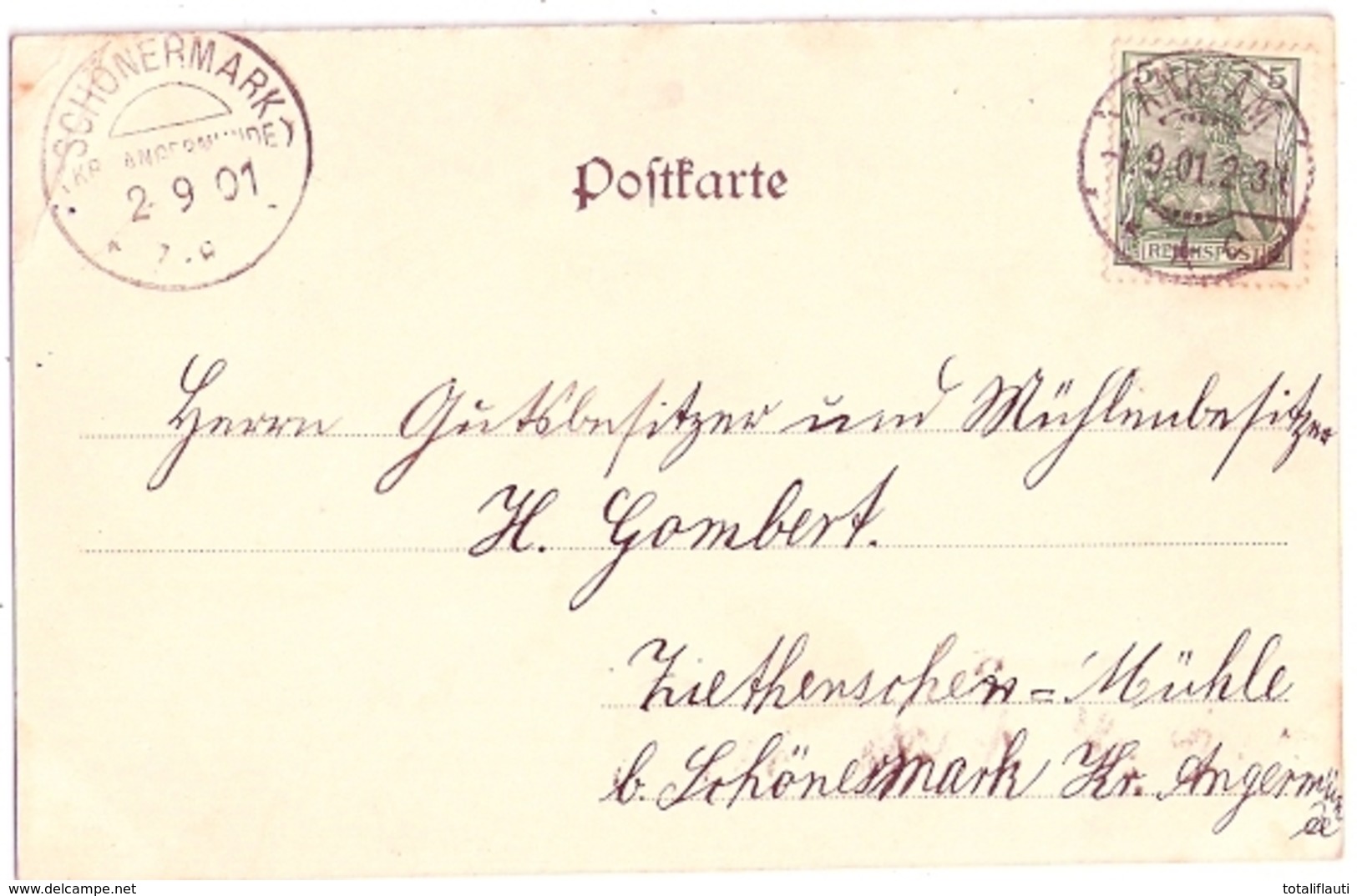 Gruss Aus BARGISCHOW Nahe Anklam Schulzenamt Kirche Pfarrhaus 1.9.1901 Gelaufen - Anklam