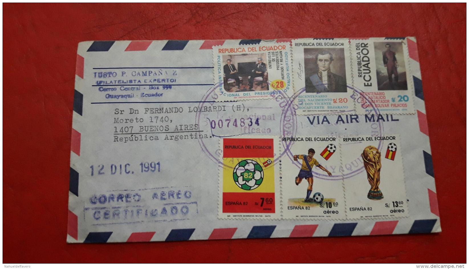 L'Équateur Enveloppe Circulé De Divers Timbres - 1982 – Espagne