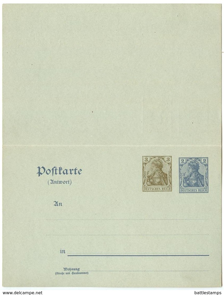 Germany 1900‘s Mint 3pf. + 2pf. Postal Reply Card / Postkarte Mit Antwort - Autres & Non Classés