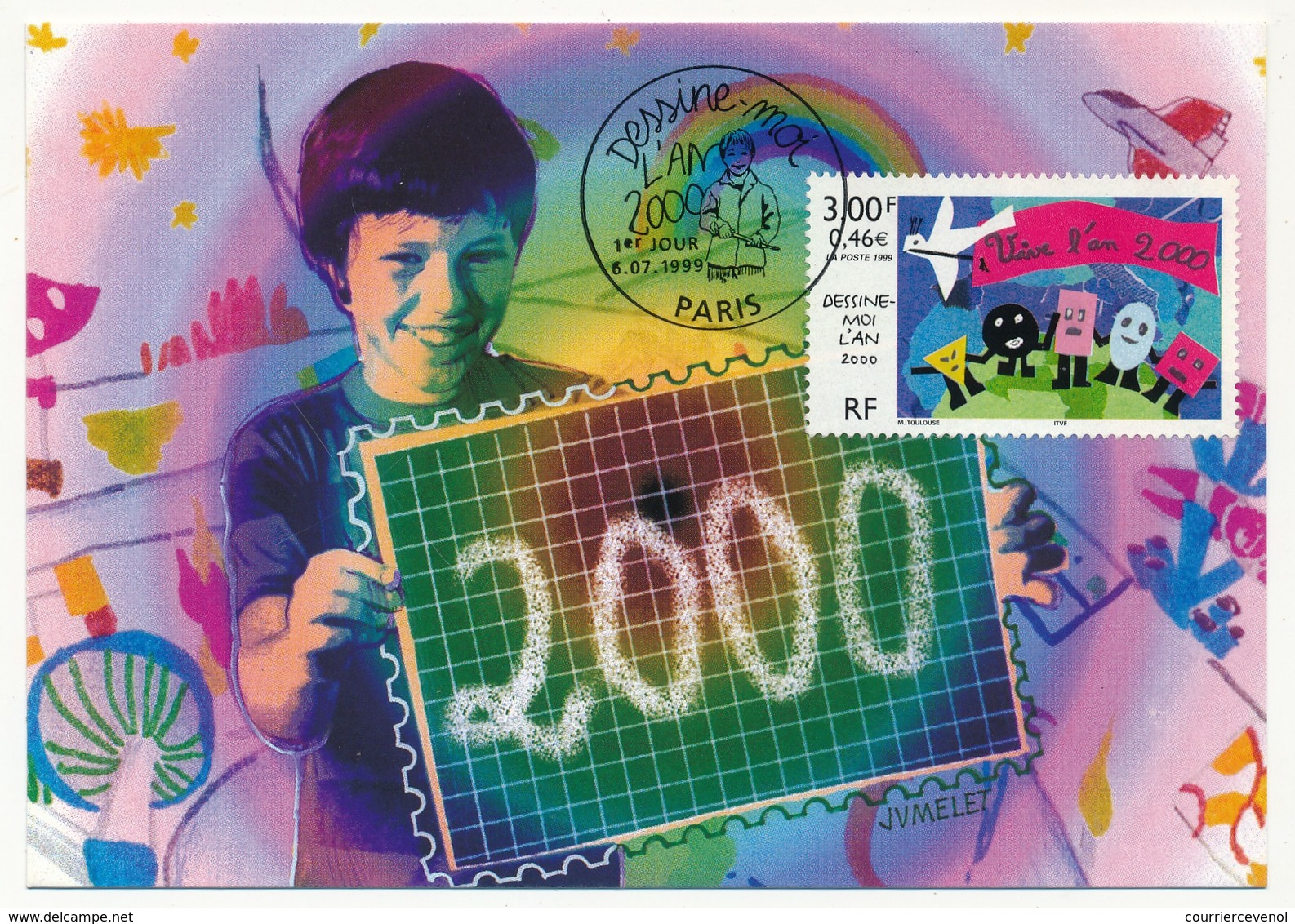 FRANCE - Carte Maximum - 3,00F Dessine Moi L'an 2000 - Premier Jour PARIS 6/7/1999 - 1990-1999