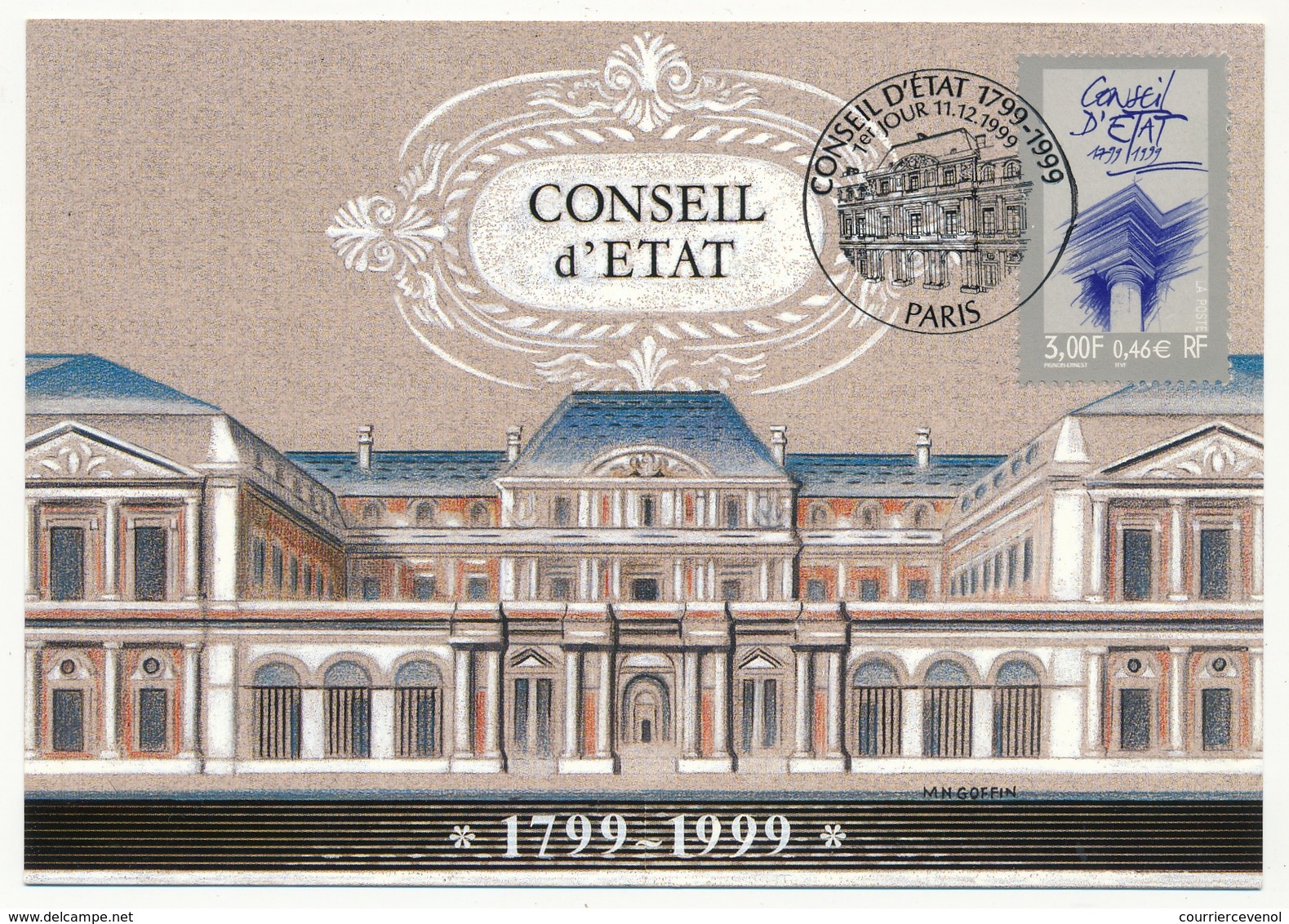 FRANCE - Carte Maximum - 3,00F Conseil D'Etat - Paris - Premier Jour 11/12/1999 - 1990-1999
