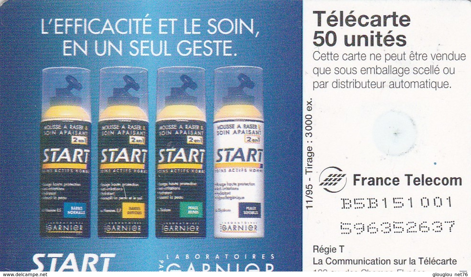 TELECARTE 50...START..LABORATOIRES GARNIER  3000 EX. - 50 Unités   