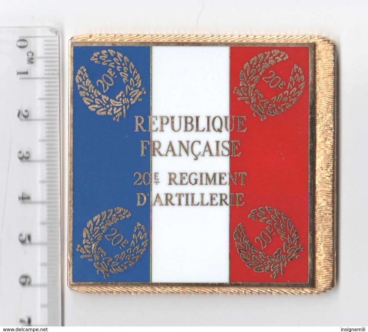 DRAPEAU 20° RA REGIMENT D' ARTILLERIE En Métal Doré - Bandiere