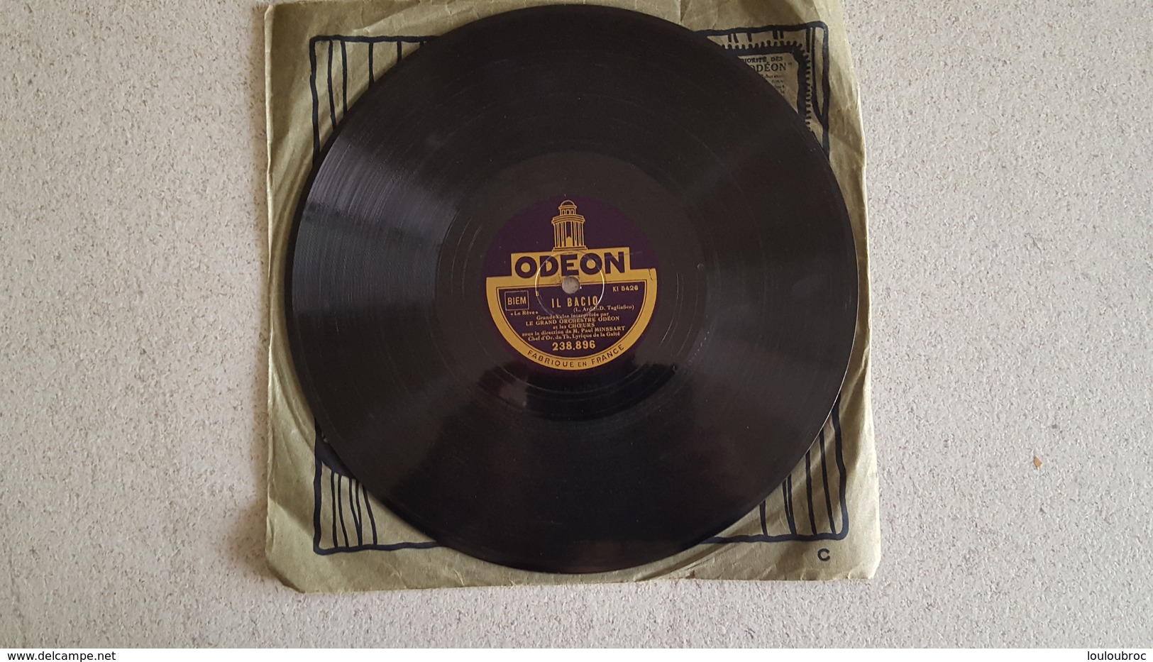 DISQUE 78T   ODEON LES CENT VIERGES ET IL BACIO PAR LE GRAND ORCHESTRE ODEON - 78 T - Disques Pour Gramophone