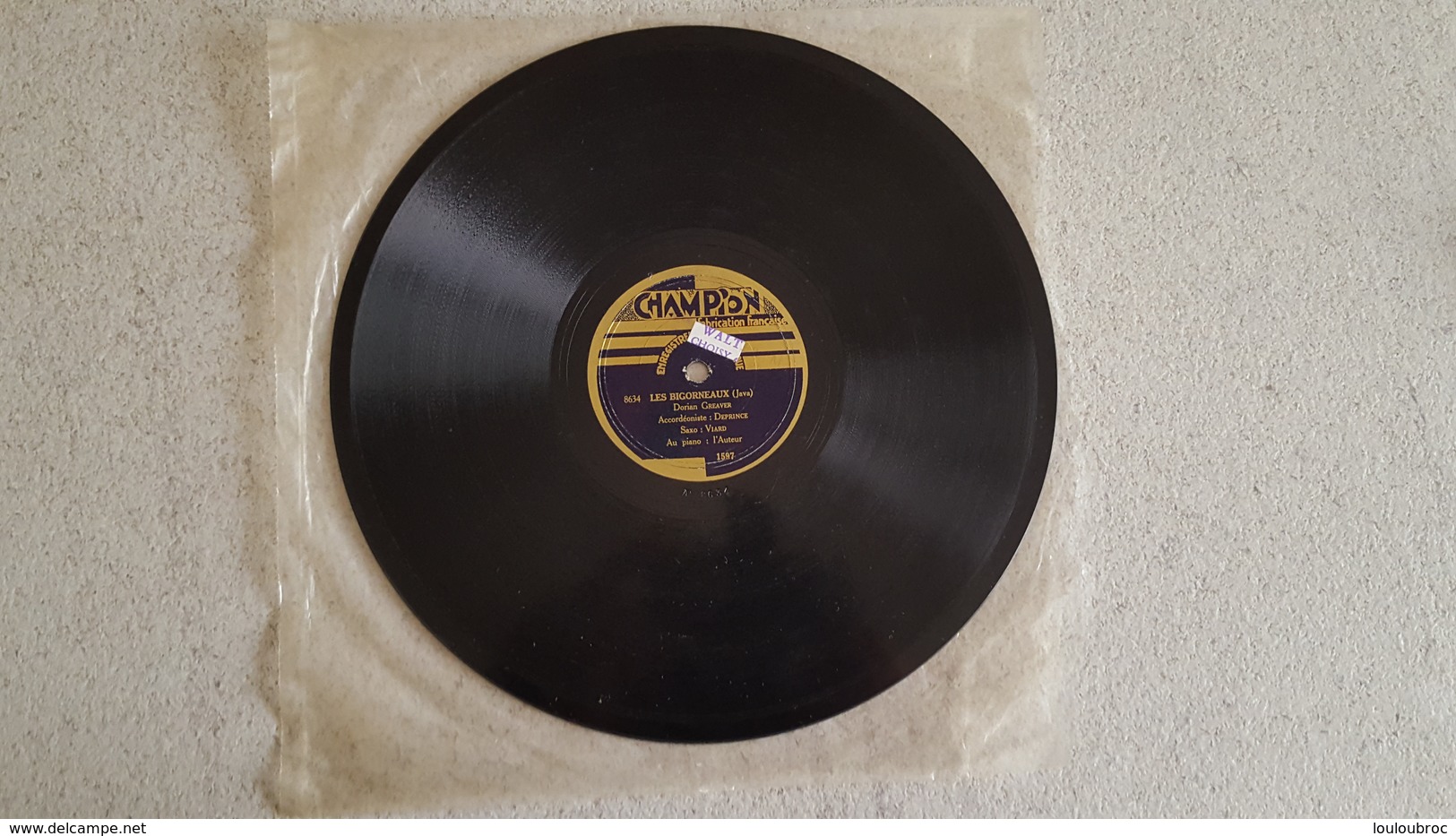 DISQUE 78T   CHAMPION MOI J'AI PEUR PAR DORIAN GREAVER ET LES BIGORNEAUX - 78 T - Disques Pour Gramophone