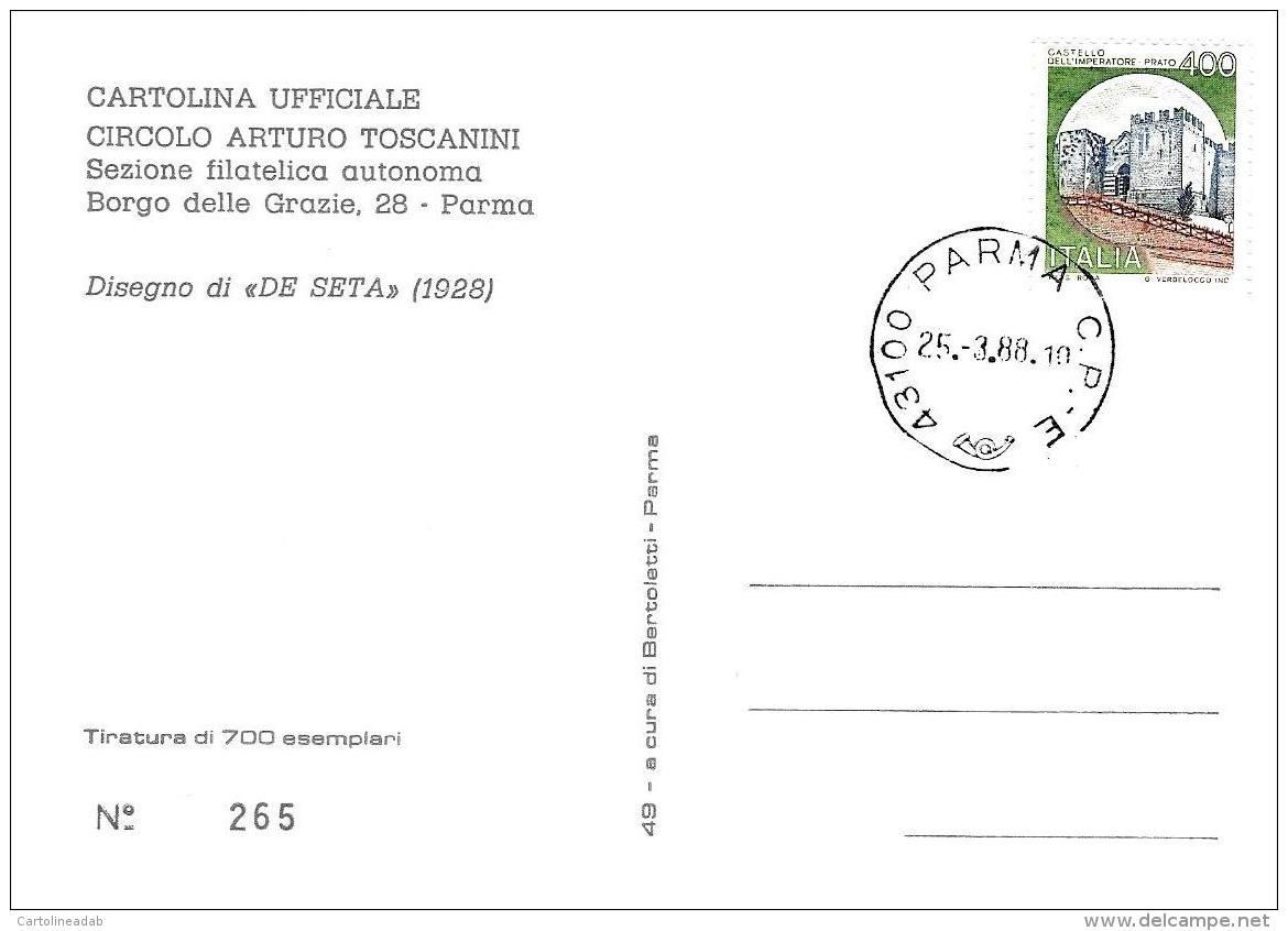 [MD1872] CPM - CARTOLINA UFFICIALE CIRCOLO TOSCANINI - DIS. DI DE SETA - IN RILIEVO - CON ANNULLO 25.3.1988 - NV - Cantanti E Musicisti