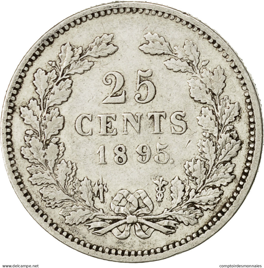 Monnaie, Pays-Bas, Wilhelmina I, 25 Cents, 1895, TTB, Argent, KM:115 - 25 Centavos
