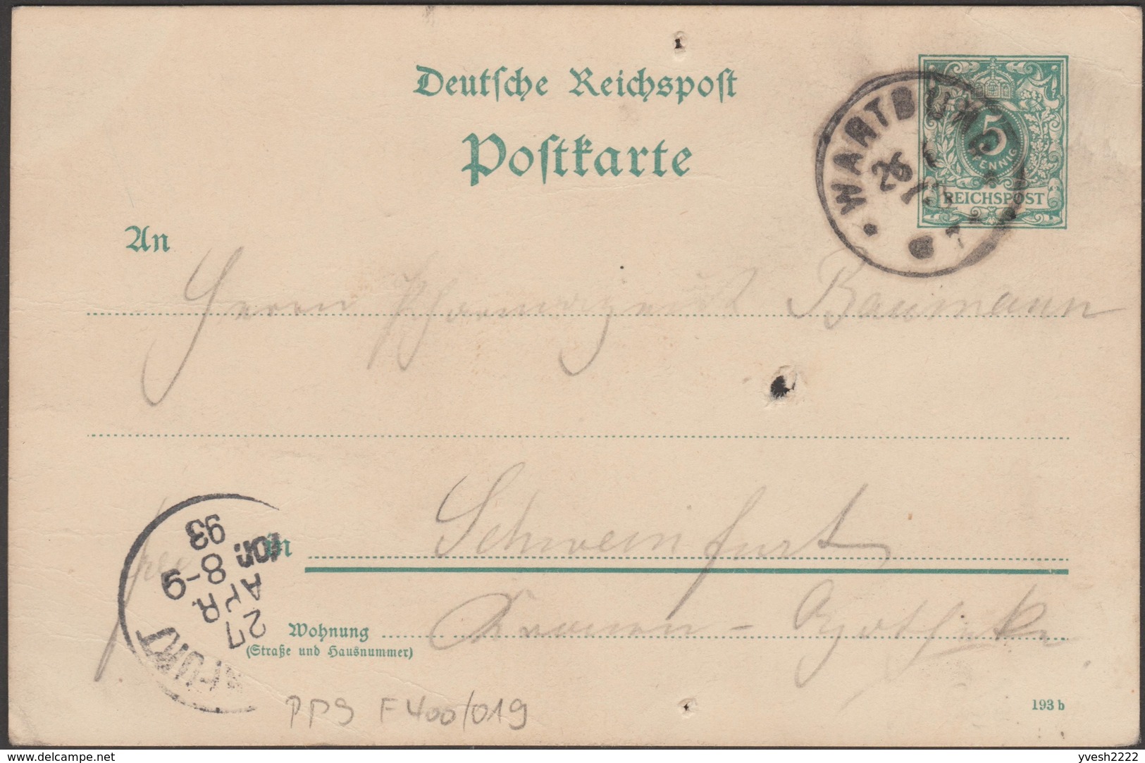 Allemagne 1893. Entier Postal Timbré Sur Commande. Montée Au Moyen D'ânes Au Château De Wartburg, Eisenach - Esel