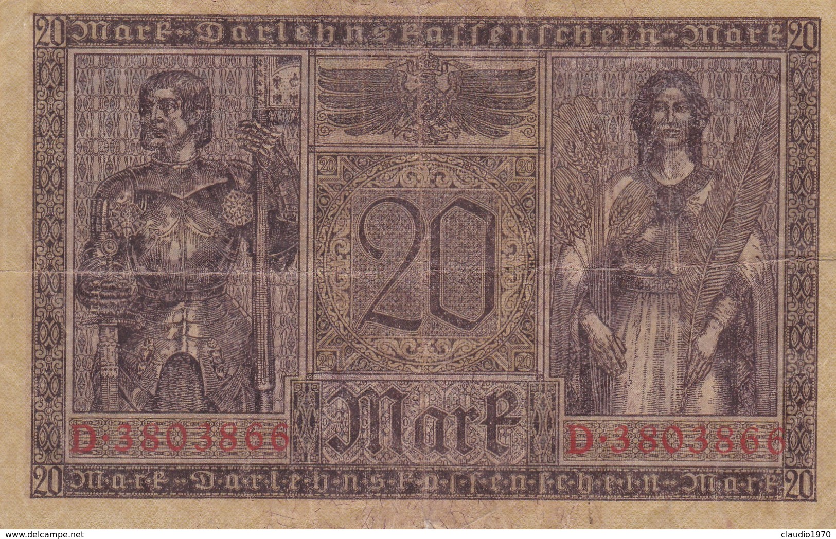 BANCONOTE - GERMANIA - IMPERO TEDESCO - REICH  BERLIN - 20 MARK - 1918 - 20 Mark