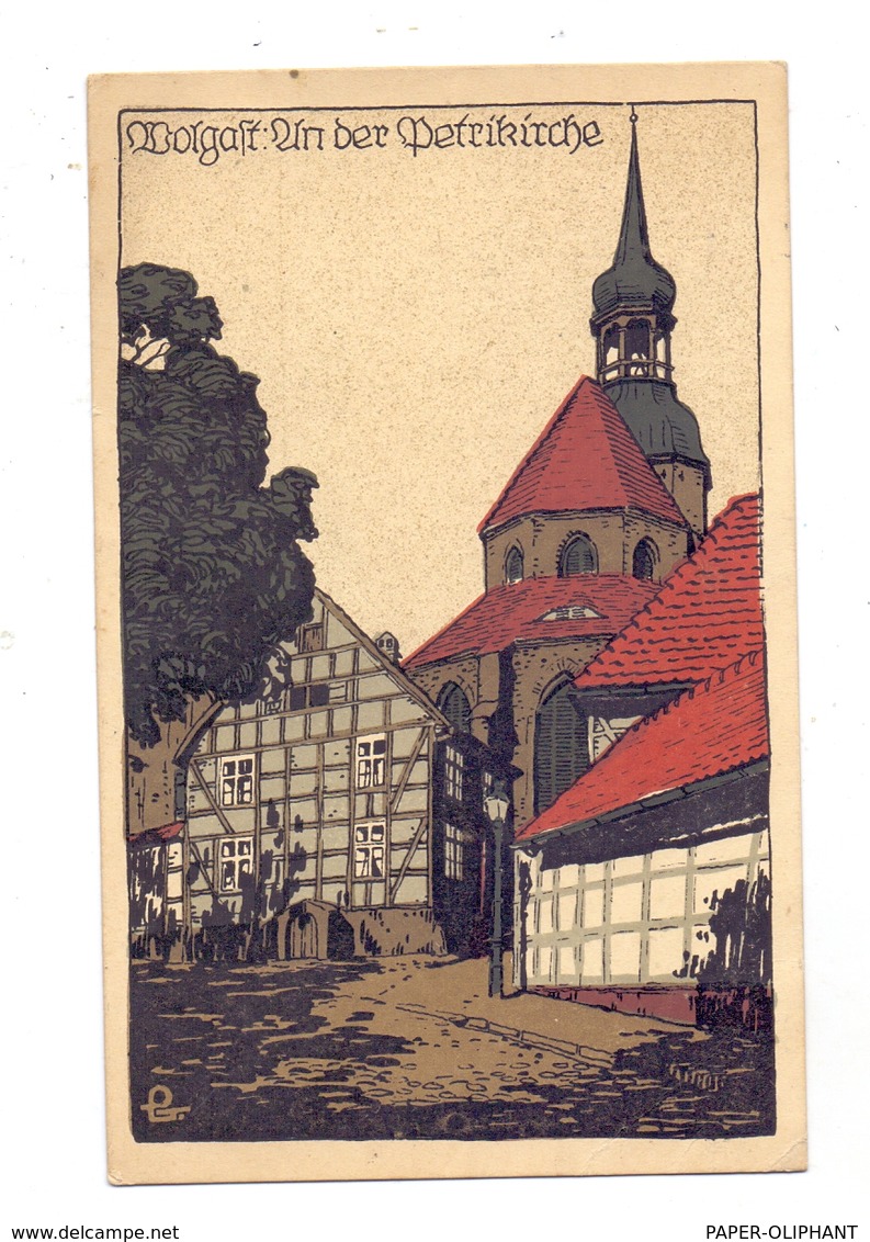 0-2220 WOLGAST, An Der Petrikirche, Steindruck, 1918 - Wolgast