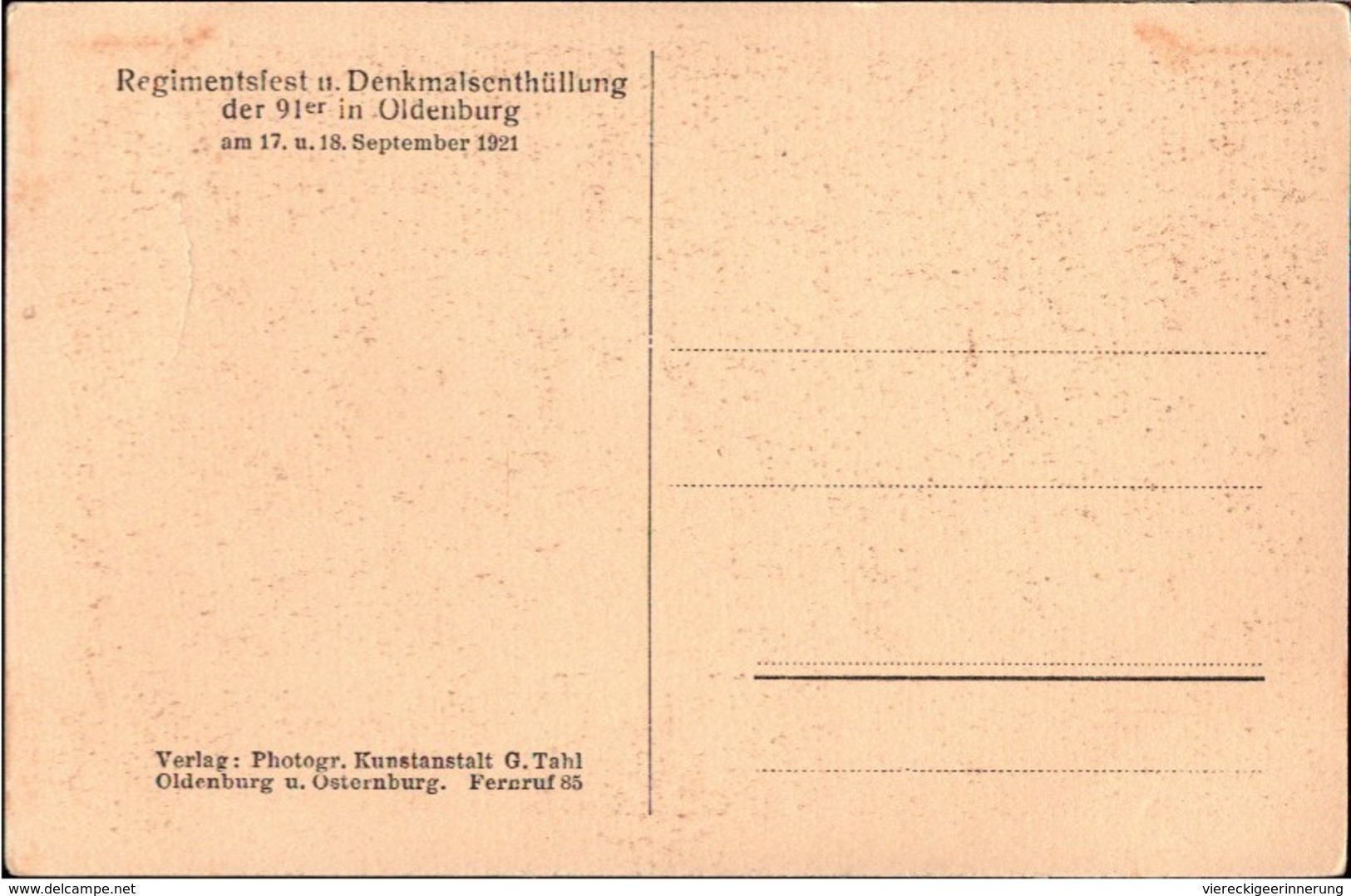 ! Alte Ansichtskarte Oldenburg General Feldmarschall Von Hindenburg, Regimentsfest 1921, 91.Regiment, Kutsche - Monuments Aux Morts