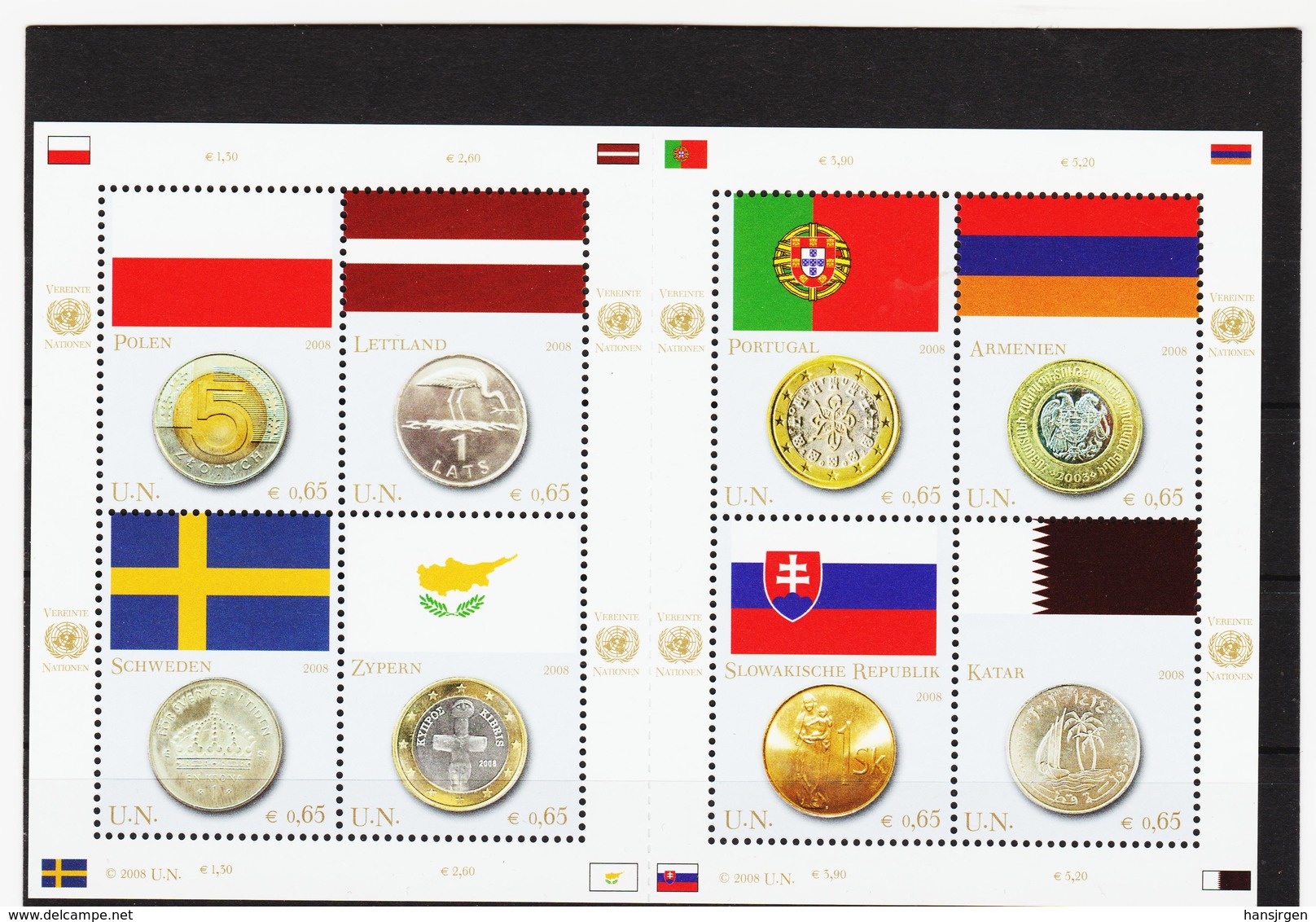 KTM176 VEREINTE NATIONEN UNO WIEN 2008  MICHL 530/37 Katalogpreis 11,00 € ** Postfrisch - Unused Stamps