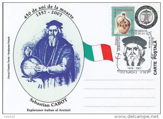 INTERNATIONAL POLAR YEAR, SEBASTIAN CABOT, SPECIAL POSTCARD, 2007, ROMANIA - Internationales Polarjahr