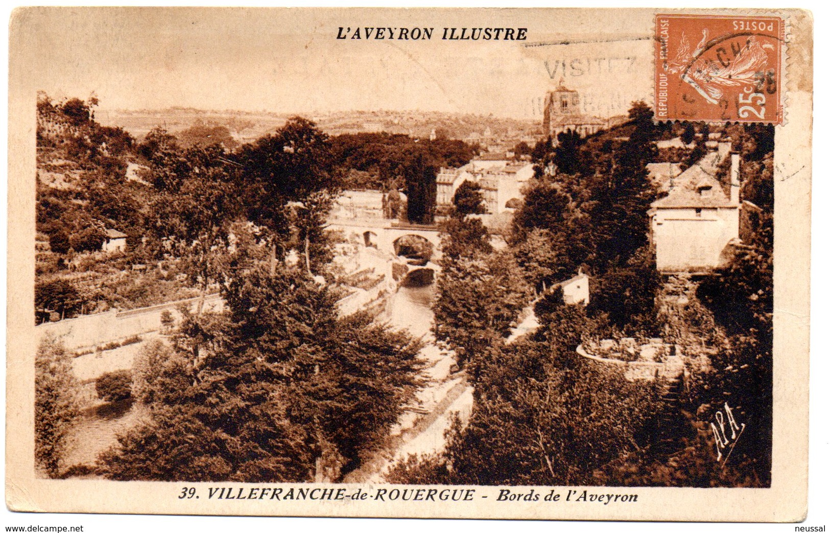 Tarjeta Postal De Villefranche De Rouergue. Bords De L'aveyron Circulada. - Villefranche De Rouergue