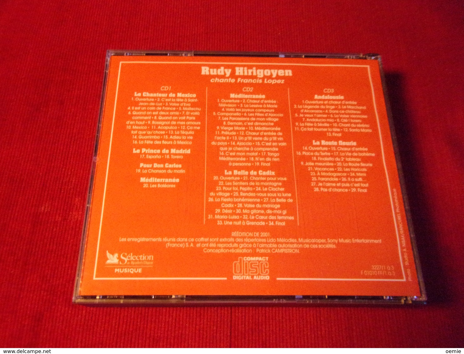 SELECTION DU READER'S DIGEST  °°  81 TITRES RUDY HIRIGOYEN CHANTE FRANCIS LOPEZ   3 CD - Klassik