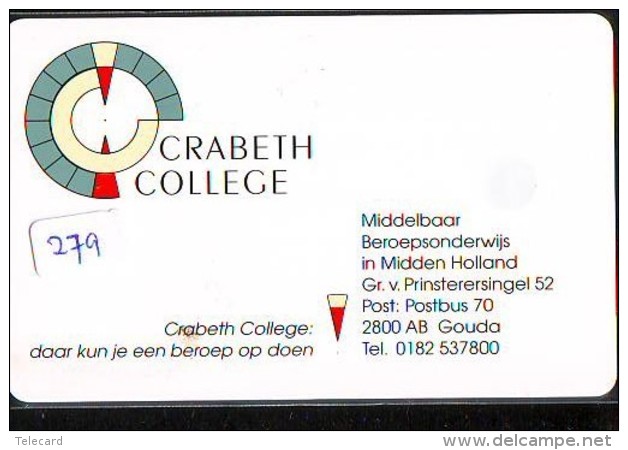 NEDERLAND CHIP TELEFOONKAART CRE 279 * CRABETH COLLEGE  * Telecarte A PUCE PAYS-BAS * ONGEBRUIKT MINT - Private