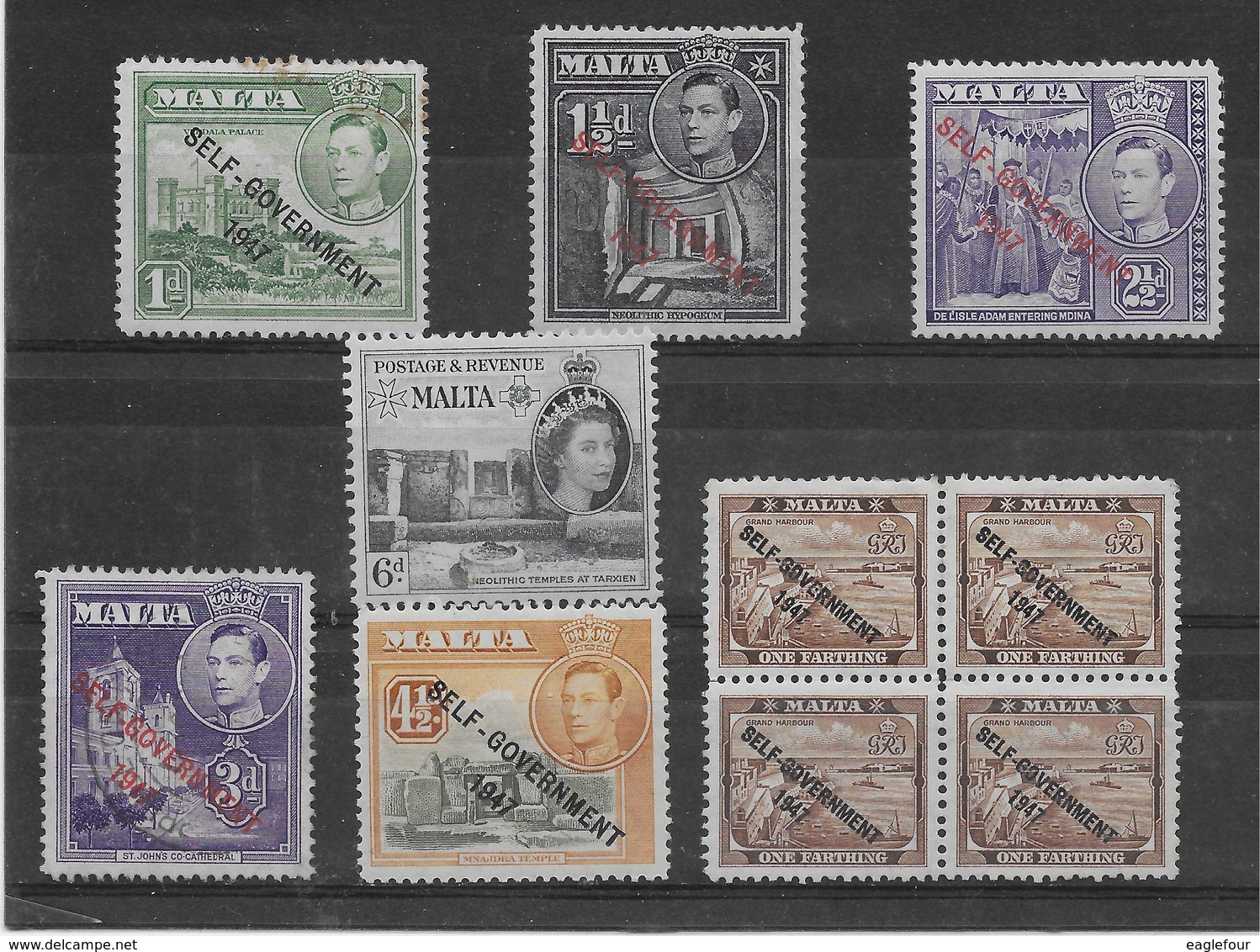 Timbres De MALTE SG N° 234, 236, 237, 239, 240, 241 Et Michel 245 (YT 247), Années 1948 à 1956 ** TTBE - Malta