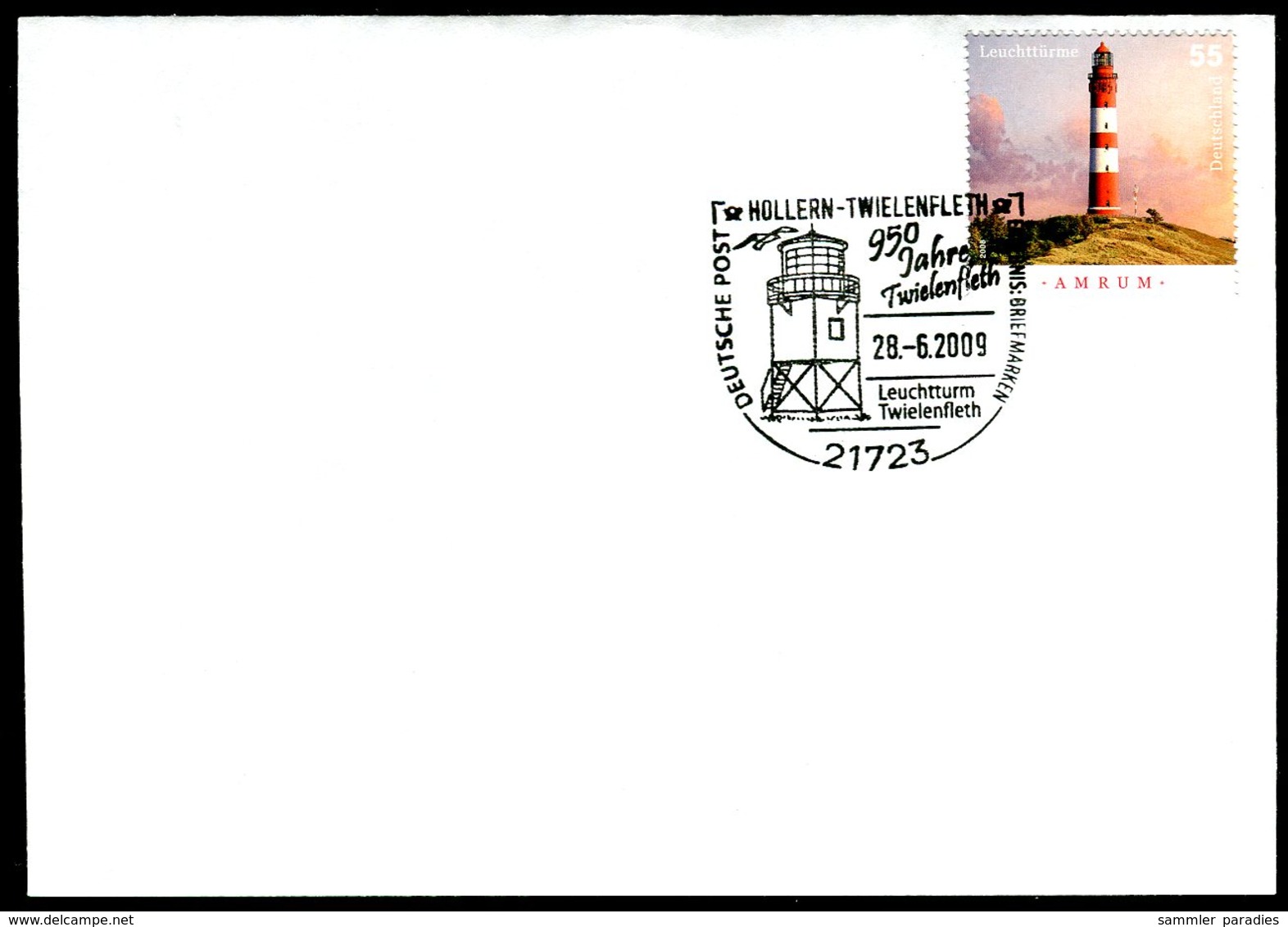 41091) BRD - Brief Mi 2678 - SoST 21823 HOLLERN-TWELENFLETH Vom 28.06.2009 - Leuchtturm Twelenfleth - Maschinenstempel (EMA)