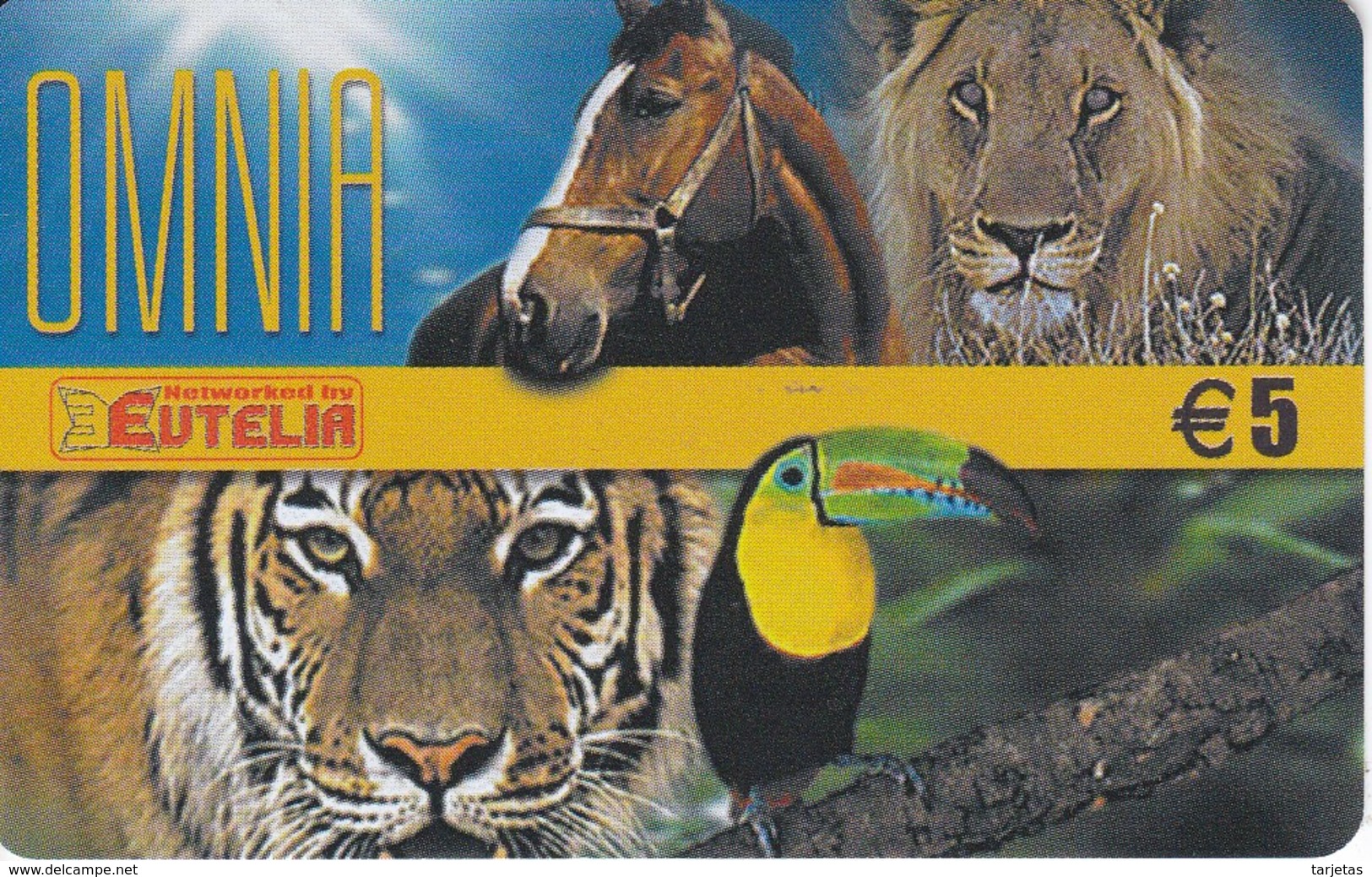 TARJETA DE ITALIA DE UN CABALLO, LEON, TIGRE Y TUCAN (HORSE, LION, TIGER) EUTELIA - Otros & Sin Clasificación