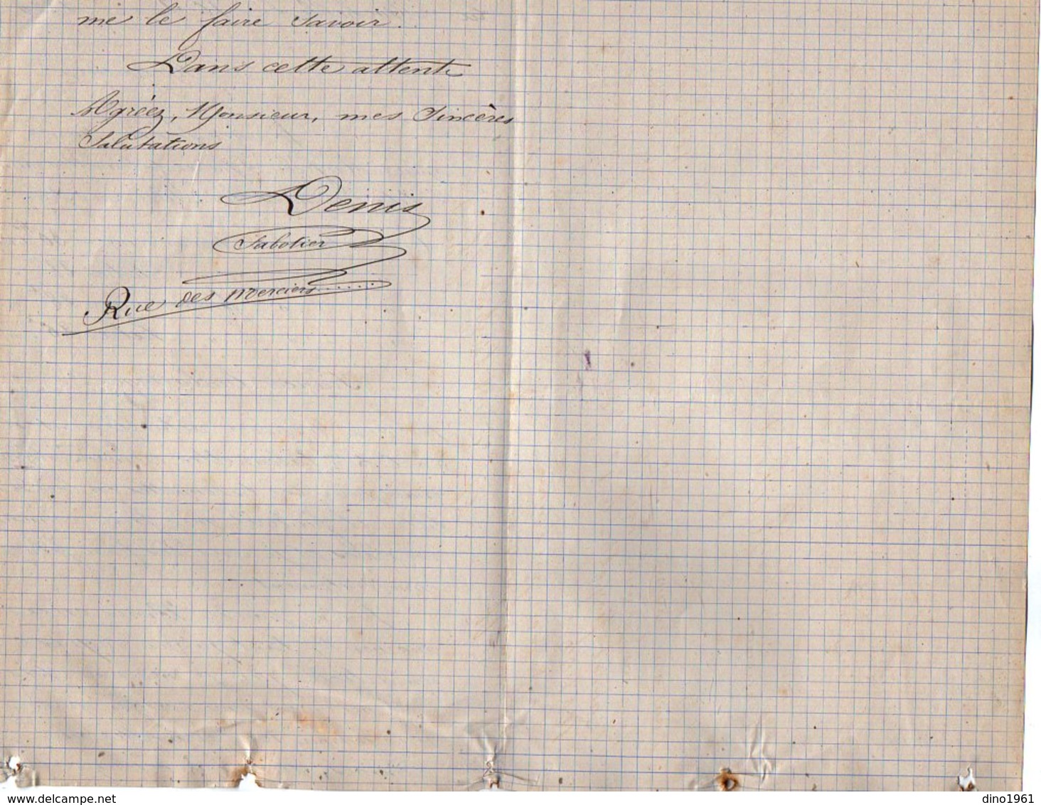 VP12.443 - Lettre De Mr DENIS Sabotier à LA ROCHELLE - Manuskripte