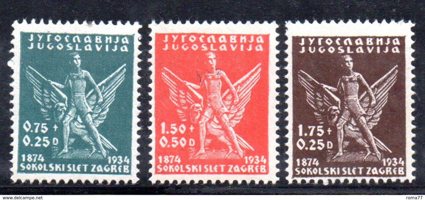 YUG44B - YUGOSLAVIA 1934 , Unificato N. 258/260  *  Sokol - Nuovi