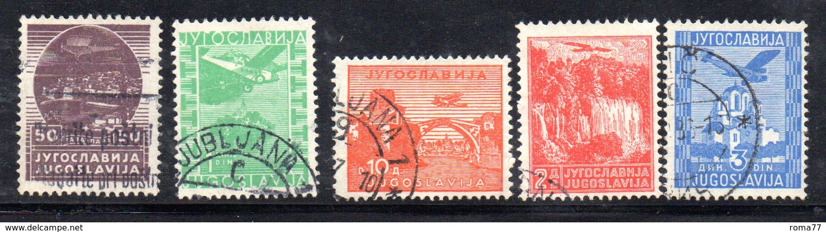 YUG44D - YUGOSLAVIA 1934 , Unificato N. 1/5  Usata - Poste Aérienne