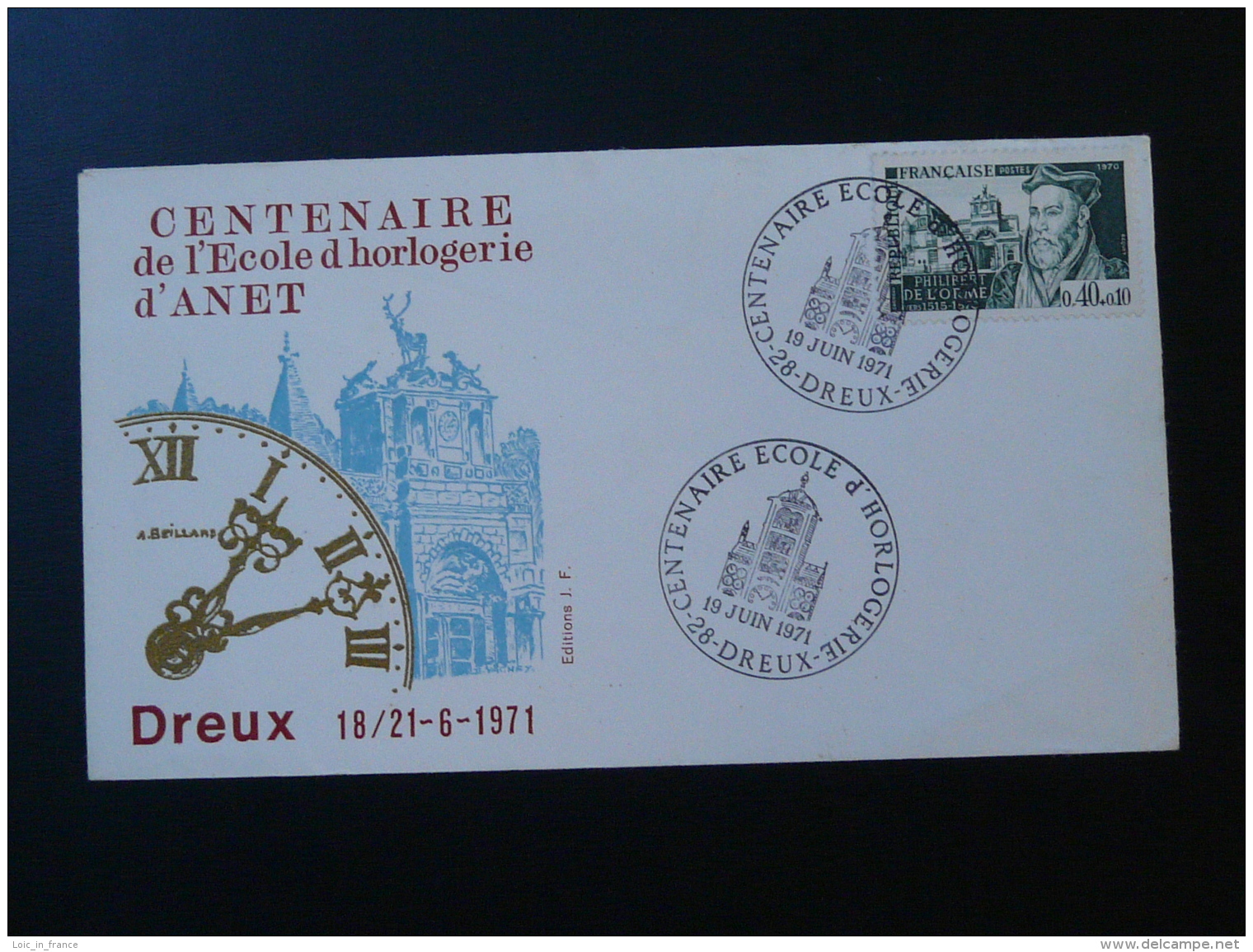 Lettre Format FDC Centenaire école Horlogerie Horology School Dreux 28 Eure Et Loir 1971 - Horlogerie