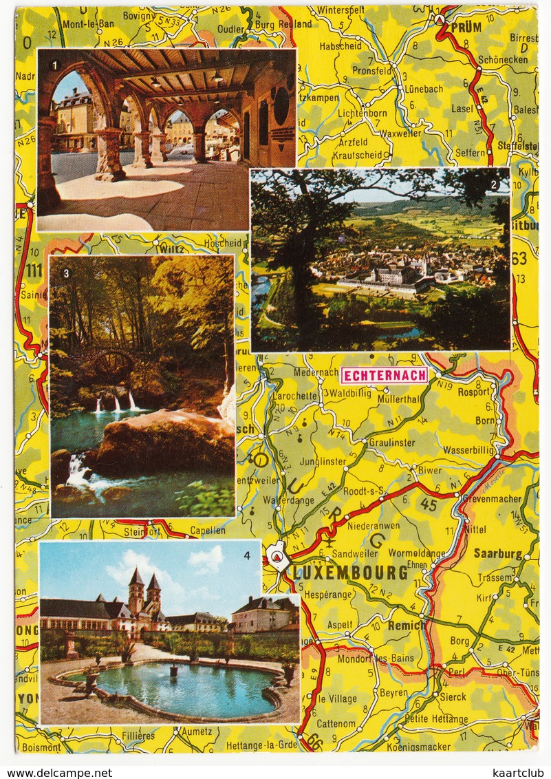 Echternach - Extrait Carte 'Hallwag' Benelux - Denzelt, Panorama, Schiessentümpel, Basilique St. Willibrord - Echternach