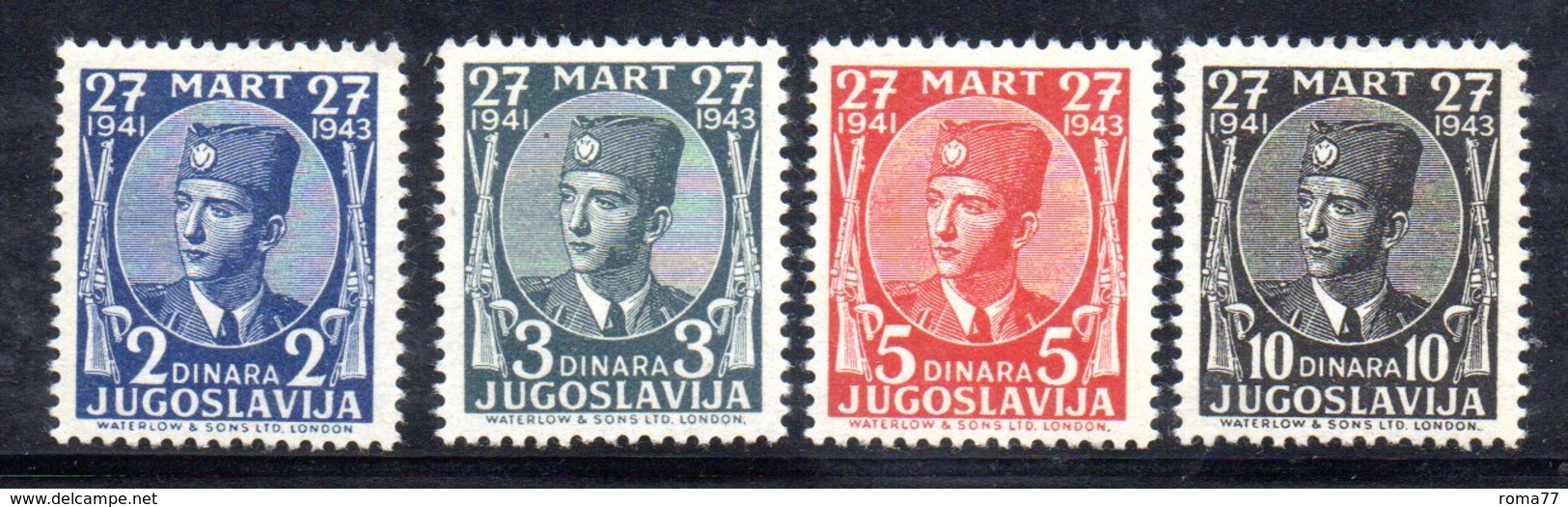 YUG57C - YUGOSLAVIA , Emissione Governo D'esilio In Londra Michel 441/444 . Linguellata  * - Nuovi