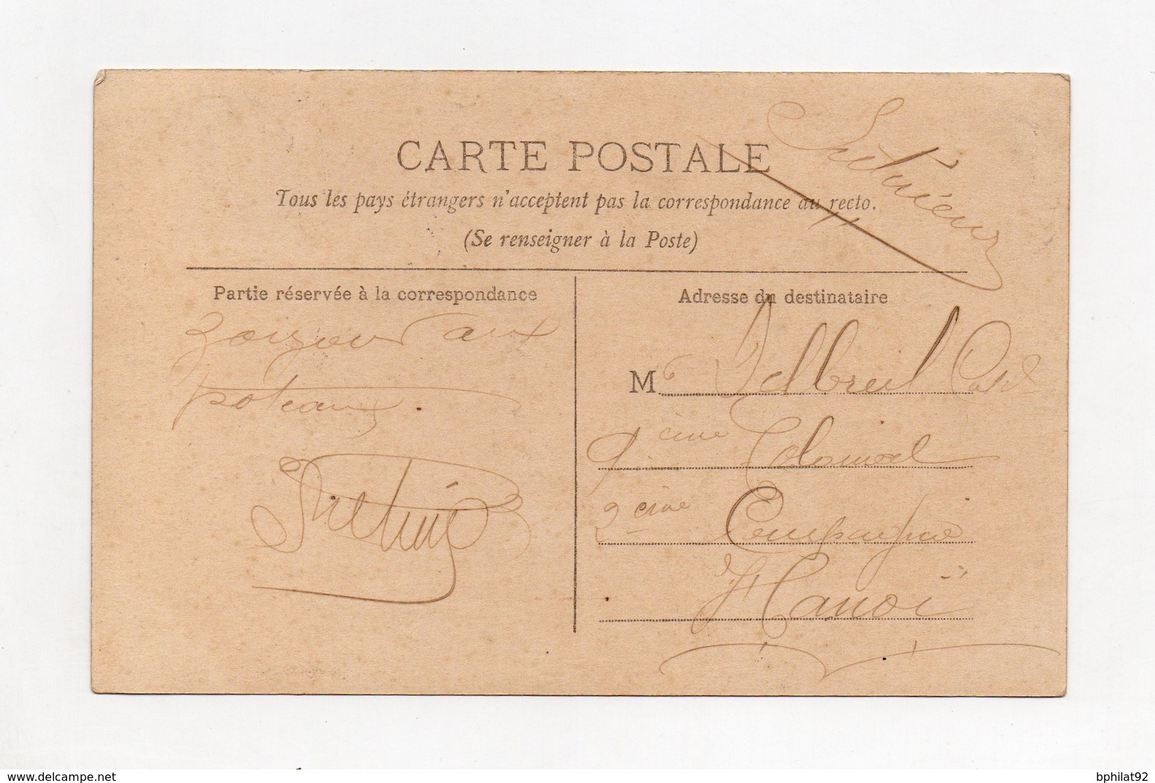 !!! INDOCHINE : CARTE PHOTO DU POSTE DE POINTE PAGODE DE 1908 - RR - Viêt-Nam